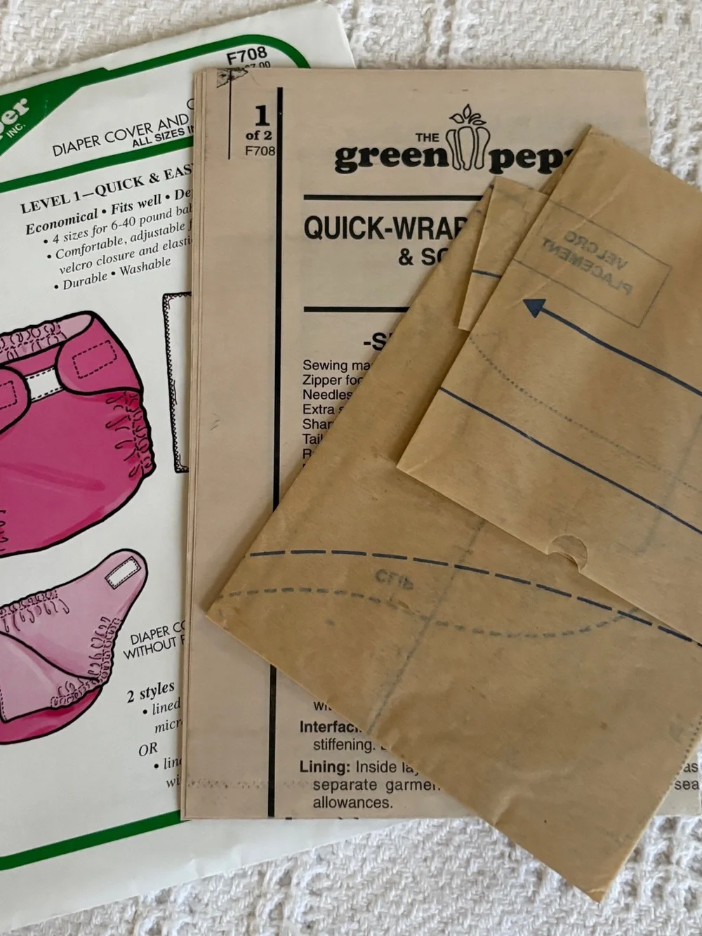 The Green Pepper Pattern F708 for Quick Wrap Diaper Cover and Soaker Pad